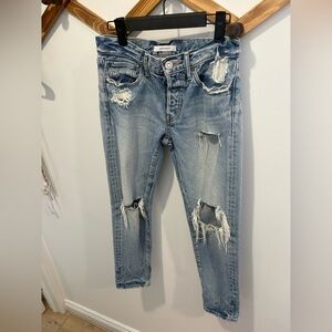 MOUSSY MID RISE DISTRESSED JEANS